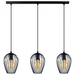 LED 3 Light Cage Pendant Ceiling Light Black 