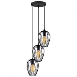 LED 3 Light Cage Pendant Ceiling Light Black 