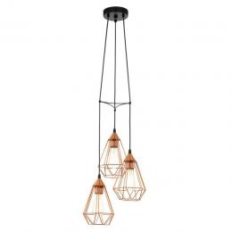 LED 3 Light Pendant Ceiling Light Copper 