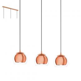 LED 3 Light Pendant Ceiling Light Copper 