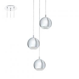 LED 3 Light LED Pendant Ceiling Light Chrome 