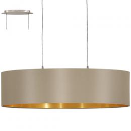 LED 2 Light Oval Pendant Ceiling Light Satin Nickel Taupe 