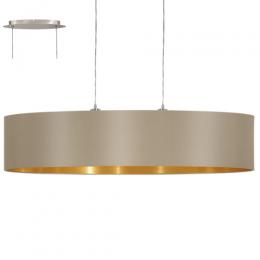 LED 2 Light Oval Pendant Ceiling Light Satin Nickel Taupe 