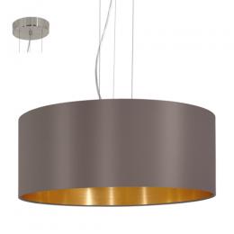 LED 3 Light Pendant Ceiling Light Satin Nickel Cappuccino 