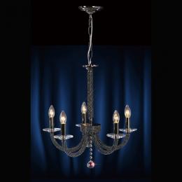 356-13323 Eva 5 Light Pendant Light Black Chrome-Crystal 