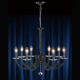 356-13324 Eva 8 Light Pendant Light Black Chrome-Crystal 