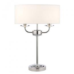 2 Light Table Lamp Bright Nickel Plate 