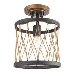733-13449  Semi Flush Ceiling Light Matt Black and Rustic Bronze 