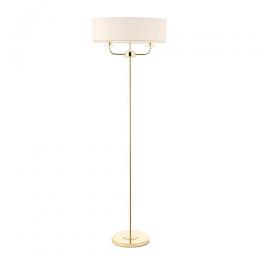 2 Light Floor Lamp Brass Effect 