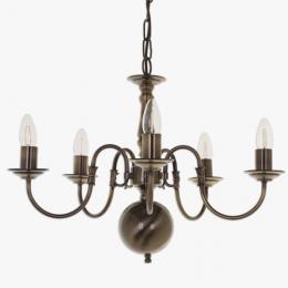 LED 5 Light Ceiling Light Antique Brass 