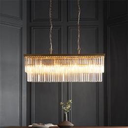 4 Light Linear Pendant Brushed Aged Brass 