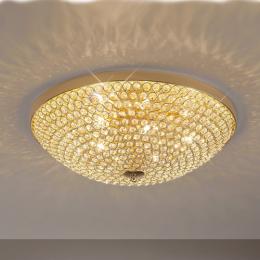 356-13831 Antonia 6 Light Flush Ceiling Light French Gold and Crystal 