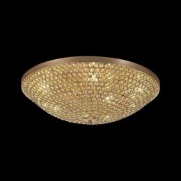 356-13834 Antonia 9 Light Flush Ceiling Light French Gold and Crystal 