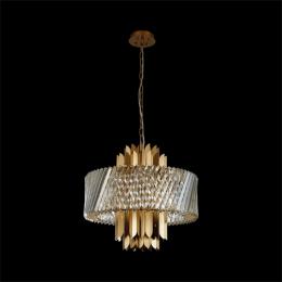 356-13873 Lorenzo 9 Light Crystal Ceiling Light Brass 