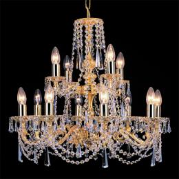 LED 12 Light Crystal Chandelier Gold Plated 