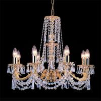 340-4090  LED 6 Light Crystal Chandelier Gold Plated