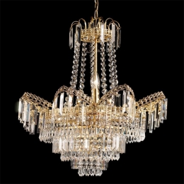 LED 9 Light Crystal Chandelier Gold 