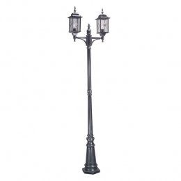 181-5312 Verratti LED Period Outdoor 2 Head Lamp Post Black Silver 