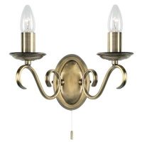 734-5892 Benussi LED 2 Light Wall Light Antique Brass