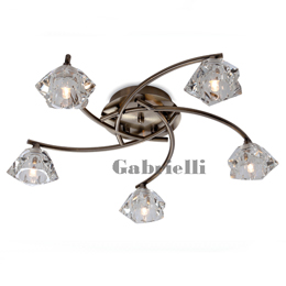 LED 5 Light Ceiling Light Antique Brass 