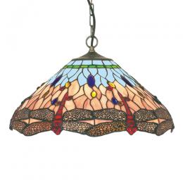 741-8463 Dragonetti LED Tiffany Pendant Light Antique Brass 