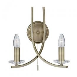 741-8946 Ascari LED 2 Light Wall Light Antique Brass 