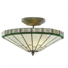 741-8997 Nesti LED Tiffany Semi-Flush Ceiling Light Antique Brass 